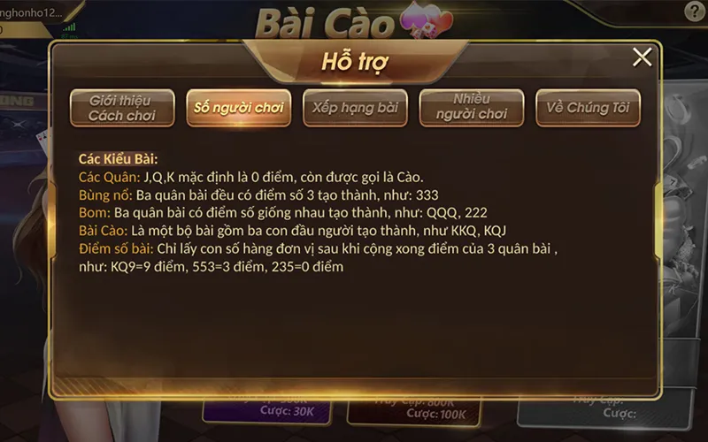 Một số kiểu bài mạnh trong bài cào 3 lá SV388