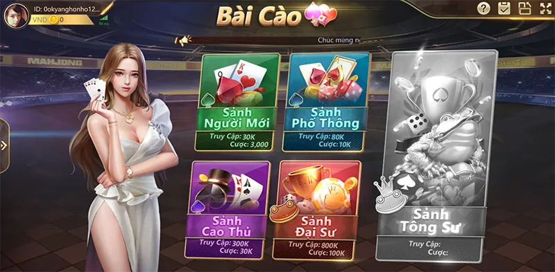 Giao diện chơi bài cào 3 lá trên nền tảng SV388