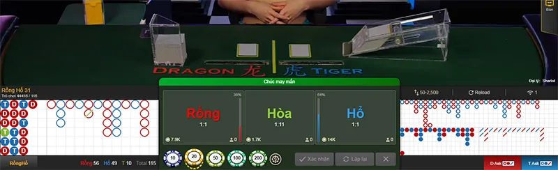 Dragon Tiger SV388 - Trò chơi bài online cực nhanh 1 Giao diện ván bài Dragon Tiger SV388 trực tuyến